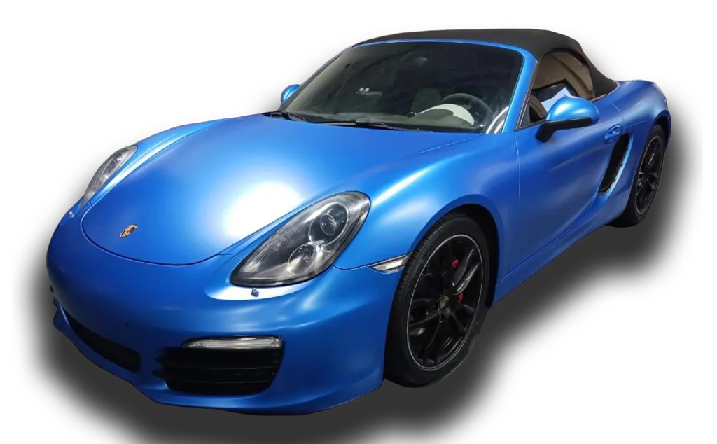Restyling Color Change Vehicle Wrap Blue Porsche Left
