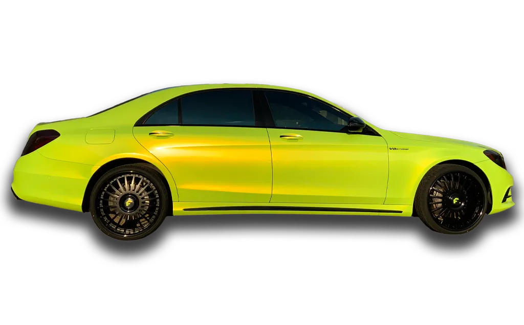 Restyling Color Change Vehicle Wrap Lime Green V8 Right