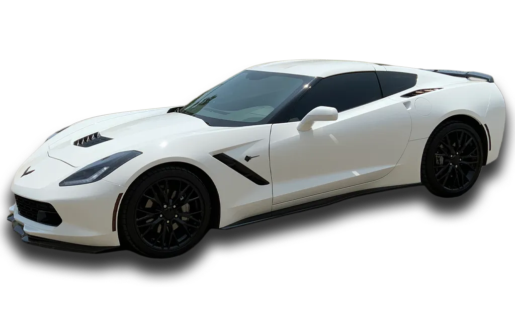 Restyling Color Change Vehicle Wrap White Corvette Left