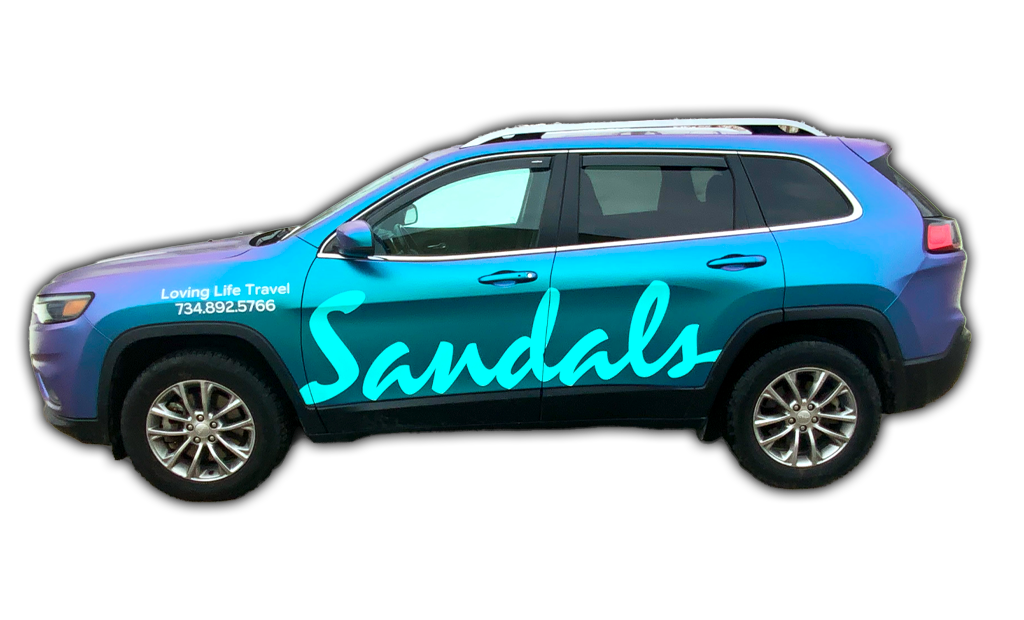 sandals beaches vacation vehicle wrap color change graphics
